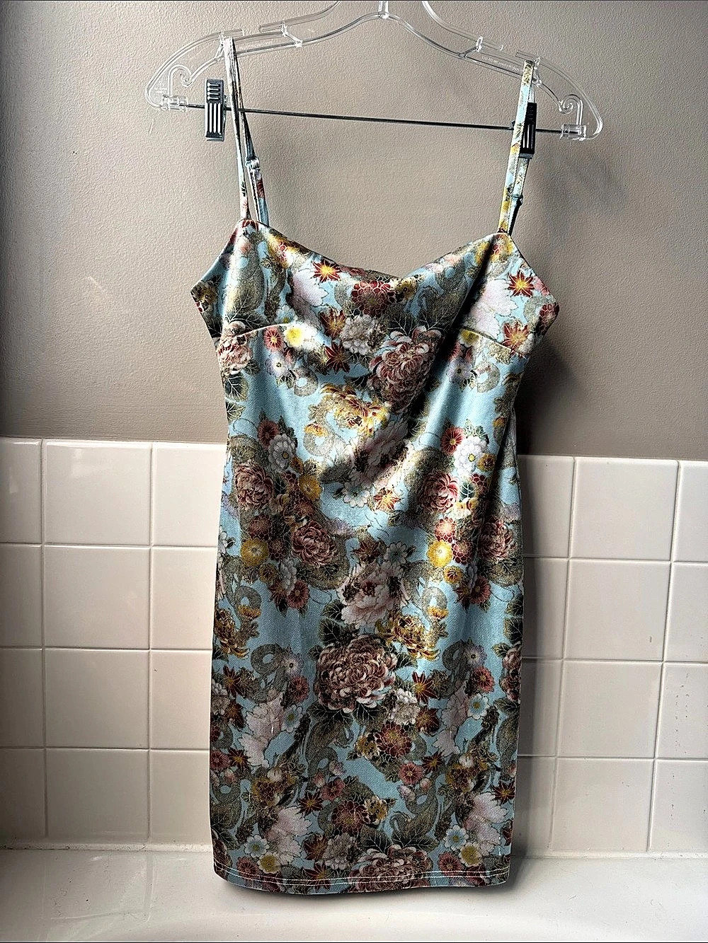 Urban Outfitters Floral Mini Dress in Blue